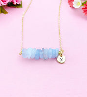 Aquamarine Necklace, Gold Necklace, Natural Aquamarine Gemstone Jewelry, N6124
