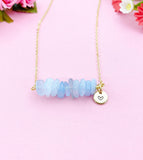 Aquamarine Necklace, Gold Necklace, Natural Aquamarine Gemstone Jewelry, N6124