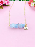 Aquamarine Necklace, Gold Necklace, Natural Aquamarine Gemstone Jewelry, N6124