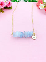 Aquamarine Necklace, Gold Necklace, Natural Aquamarine Gemstone Jewelry, N6124
