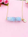 Aquamarine Necklace, Gold Necklace, Natural Aquamarine Gemstone Jewelry, N6124