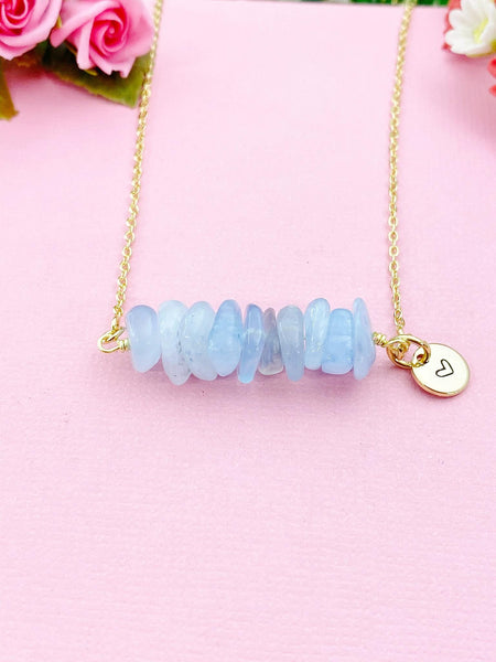 Aquamarine Necklace, Gold Necklace, Natural Aquamarine Gemstone Jewelry, N6124