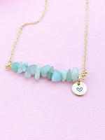 Amazonite Necklace, Gold Necklace, Natural Amazonite Gemstone Jewelry, N6125