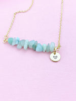 Amazonite Necklace, Gold Necklace, Natural Amazonite Gemstone Jewelry, N6125