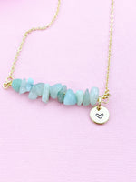 Amazonite Necklace, Gold Necklace, Natural Amazonite Gemstone Jewelry, N6125