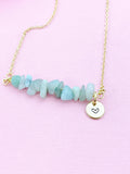 Amazonite Necklace, Gold Necklace, Natural Amazonite Gemstone Jewelry, N6125