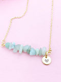 Amazonite Necklace, Gold Necklace, Natural Amazonite Gemstone Jewelry, N6125