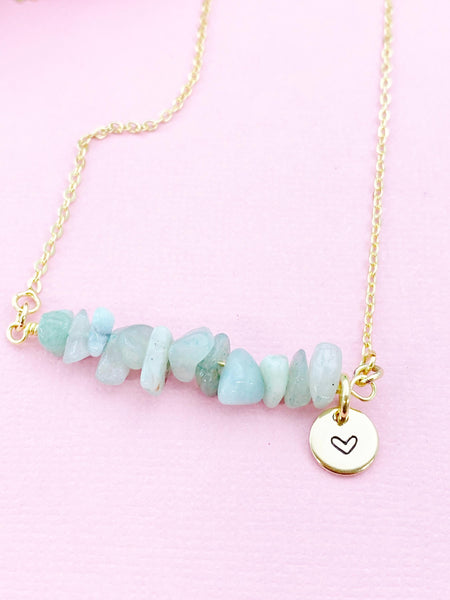 Amazonite Necklace, Gold Necklace, Natural Amazonite Gemstone Jewelry, N6125