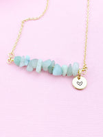 Amazonite Necklace, Gold Necklace, Natural Amazonite Gemstone Jewelry, N6125