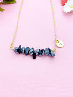 Snowflake Obsidian Necklace, Gold Necklace, Natural Snowflake Obsidian Gemstone Jewelry, N6128