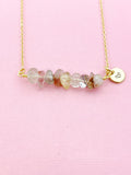 Rutilated Necklace, Gold Necklace, Natural Rutilated Quartz Gemstone Jewelry, N6129