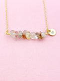 Rutilated Necklace, Gold Necklace, Natural Rutilated Quartz Gemstone Jewelry, N6129