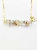 Rutilated Necklace, Gold Necklace, Natural Rutilated Quartz Gemstone Jewelry, N6129