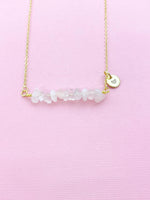Rose Quartz Necklace, Gold Necklace, Natural Rose Quartz Gemstone Jewelry, N6133