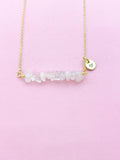 Rose Quartz Necklace, Gold Necklace, Natural Rose Quartz Gemstone Jewelry, N6133