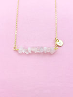 Rose Quartz Necklace, Gold Necklace, Natural Rose Quartz Gemstone Jewelry, N6133