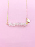 Rose Quartz Necklace, Gold Necklace, Natural Rose Quartz Gemstone Jewelry, N6133