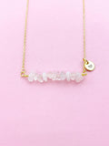 Rose Quartz Necklace, Gold Necklace, Natural Rose Quartz Gemstone Jewelry, N6133