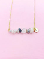 Rutilated Quartz Necklace, Gold Necklace, Natural Rutilated Quartz Gemstone Jewelry, N6134