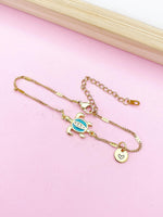 Sea Turtle Bracelet, Gold Natural, Blue, N6135A