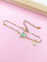 Sea Turtle Bracelet, Gold Natural, Blue, N6135A