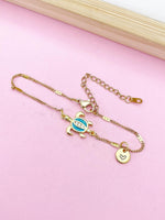 Sea Turtle Bracelet, Gold Natural, Blue, N6135A