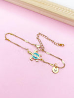 Sea Turtle Bracelet, Gold Natural, Blue, N6135A
