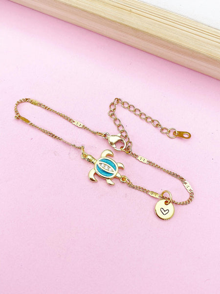 Sea Turtle Bracelet, Gold Natural, Blue, N6135A