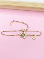 Sea Turtle Bracelet, Gold Natural, Black, N6135B