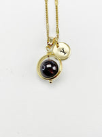 Garnet Necklace, Natural Garnet Gemstone Jewelry, Gold Necklace, N6139