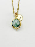 Green Spot Jasper Necklace, Natural Green Spot Jasper Gemstone Jewelry, Gold Necklace, N6140