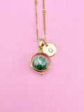 Green Spot Jasper Necklace, Natural Green Spot Jasper Gemstone Jewelry, Gold Necklace, N6140