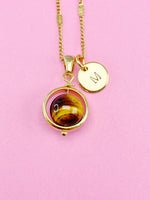 Natural Tiger Eye Necklace, Natural Tiger Eye Gemstone Jewelry, Gold Necklace, N6141