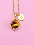 Natural Tiger Eye Necklace, Natural Tiger Eye Gemstone Jewelry, Gold Necklace, N6141