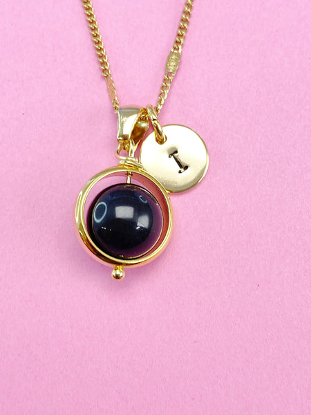 Black Tourmaline Necklace, Natural Black Tourmaline Gemstone Jewelry, Gold Necklace, N6143