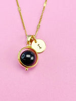 Black Tourmaline Necklace, Natural Black Tourmaline Gemstone Jewelry, Gold Necklace, N6143