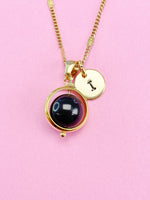 Black Tourmaline Necklace, Natural Black Tourmaline Gemstone Jewelry, Gold Necklace, N6143