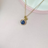 Blue Spot Jasper Necklace, Natural Blue Spot Jasper Gemstone Jewelry, Gold Necklace, N6144