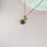 Blue Spot Jasper Necklace, Natural Blue Spot Jasper Gemstone Jewelry, Gold Necklace, N6144