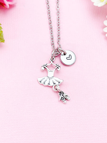 Silver Ballet Dress Charm Necklace, Gifts for Ballet Dance Girls, N5175A