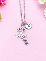 Silver Ballet Dress Charm Necklace, Gifts for Ballet Dance Girls, N5175A