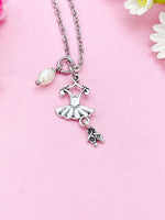 Ballet Dance Necklace, Ballet Dance Bracelet Bangle, Ballet Girl Gifts, N5175