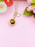 Gold Natural Tiger Eye Necklace, Natural Gemstone Jewelry, Spinner Necklace, N4691B