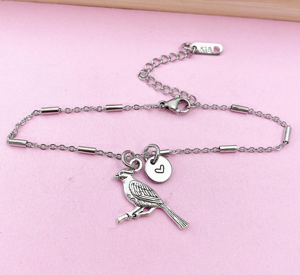 Cardinal Bird Charm Silver Bracelet, N1022B