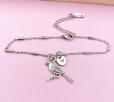 Cardinal Bird Charm Silver Bracelet, N1022B