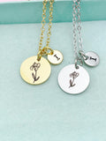 Iris Flower Gold or Silver Necklace, D650