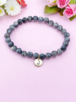 Larvikite Bracelet, Natural Larvikite Gemstone Jewelry, N6297