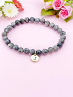 Larvikite Bracelet, Natural Larvikite Gemstone Jewelry, N6297