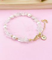 Quartz Crystal Shell Pearl Bracelet, Gold Natural Gemstone Jewelry, N6300