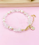 Quartz Crystal Shell Pearl Bracelet, Gold Natural Gemstone Jewelry, N6300